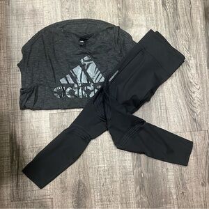 Adidas Women's ClimaCool Running 3/4 Leggings Black Waist Pocket with Tank Top